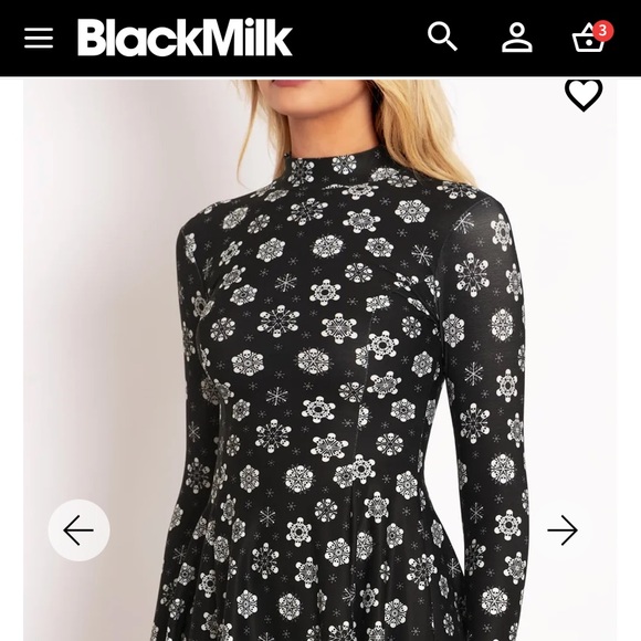 Blackmilk “SKULLFLAKES LONG SLEEVE EVIL LONGLINE DRESS” Size Large L NWT Skulls - Picture 2 of 12